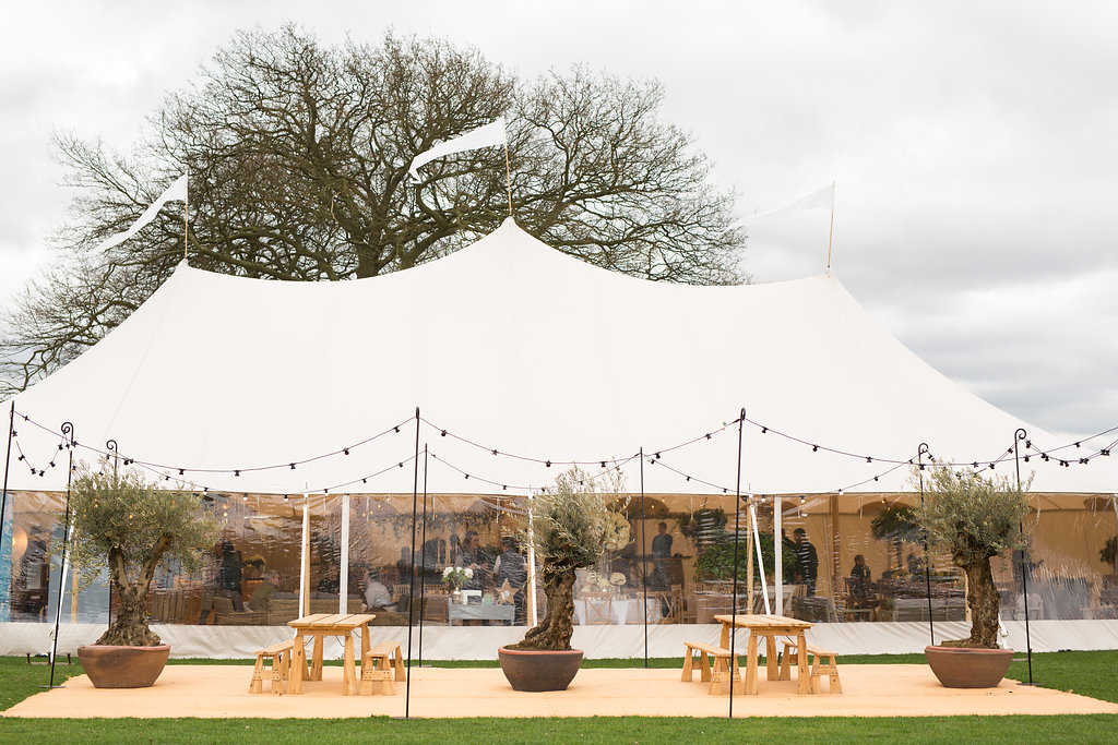 Spring Open Weekend Sperry with terrace and olive trees The Sperry tent with terrace and olive trees