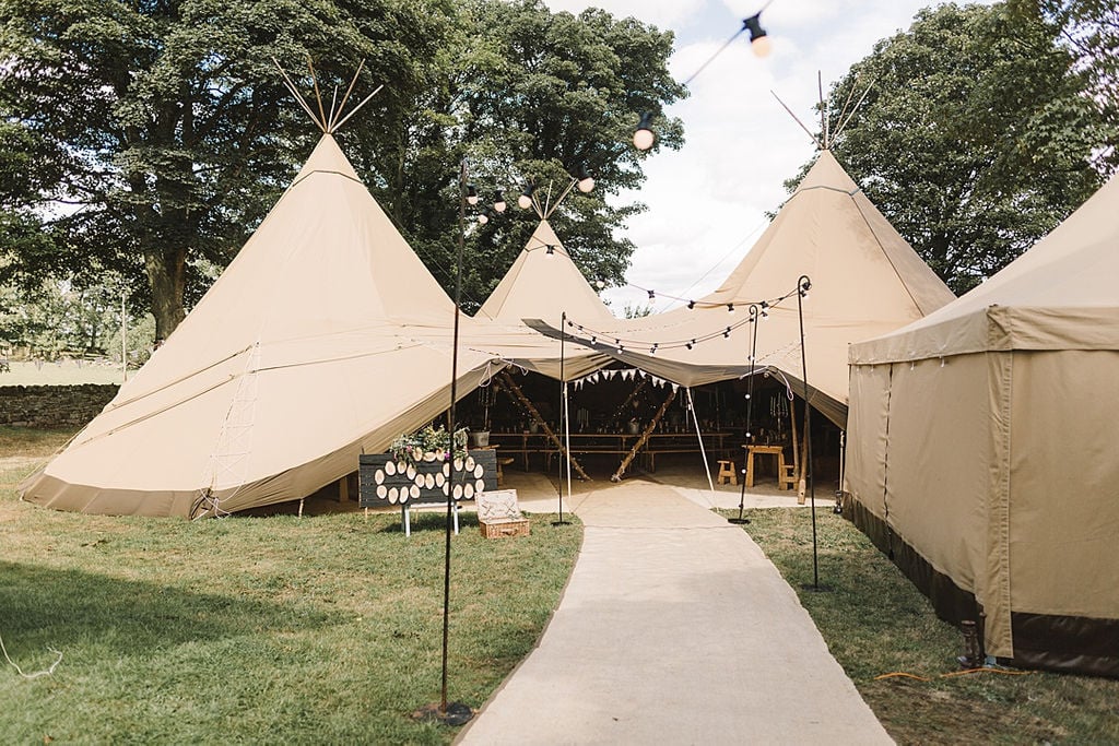 PapaKata Chilled DIY Festival Inspired Teepee Wedding Captured by Anna Wood Photography- Festoon Lit Walkway and Teepee Exterior PapaKata Chilled DIY Festival Inspired Teepee Wedding Captured by Anna Wood Photography- Festoon Lit Walkway and Teepee Exterior
