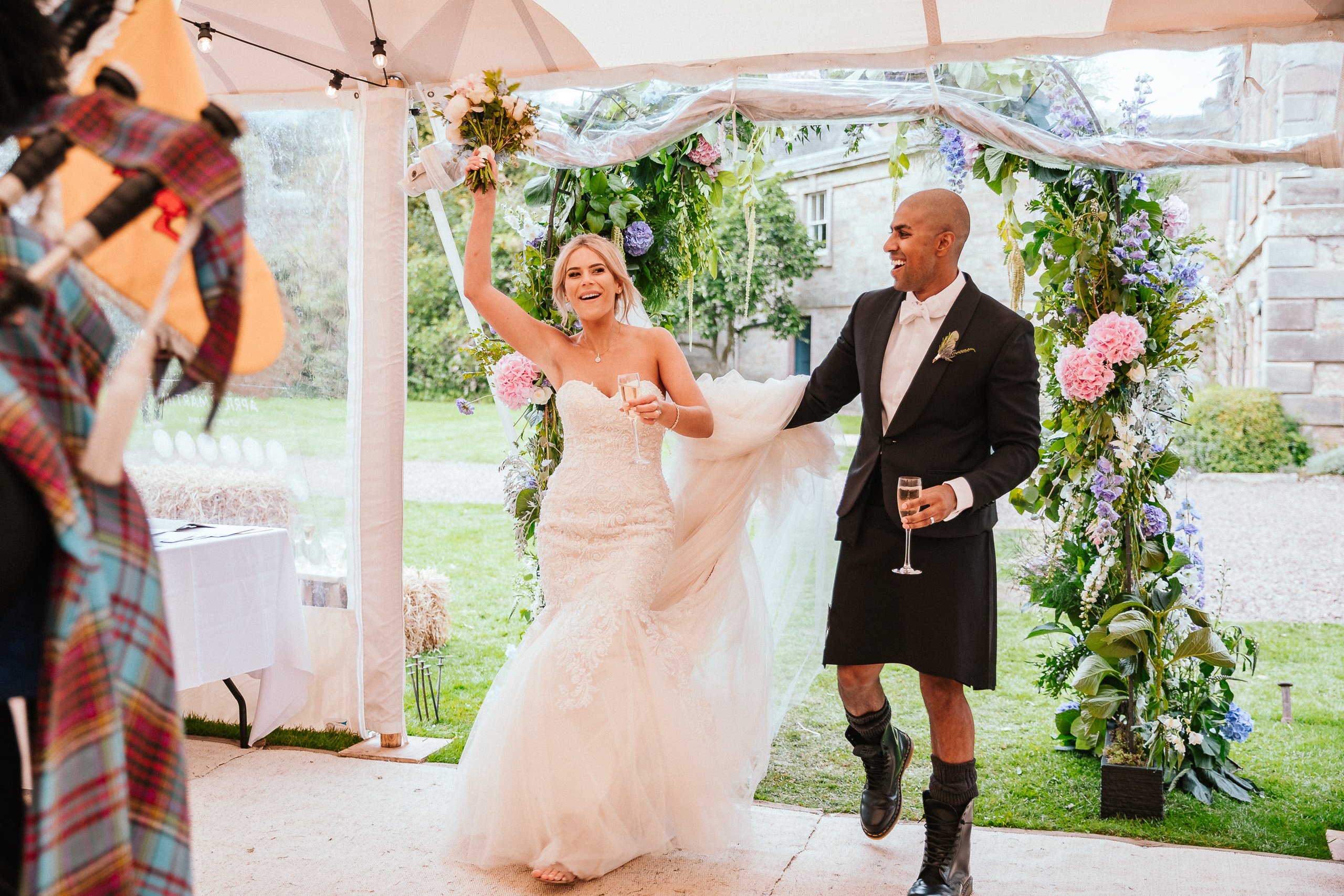 PapaKåta couple April & Martin's Sperry wedding at Arniston House, Scotland captured by Laurence Howe Photography- Making an entrance PapaKåta couple April & Martin's Sperry wedding at Arniston House, Scotland captured by Laurence Howe Photography- Making an entrance