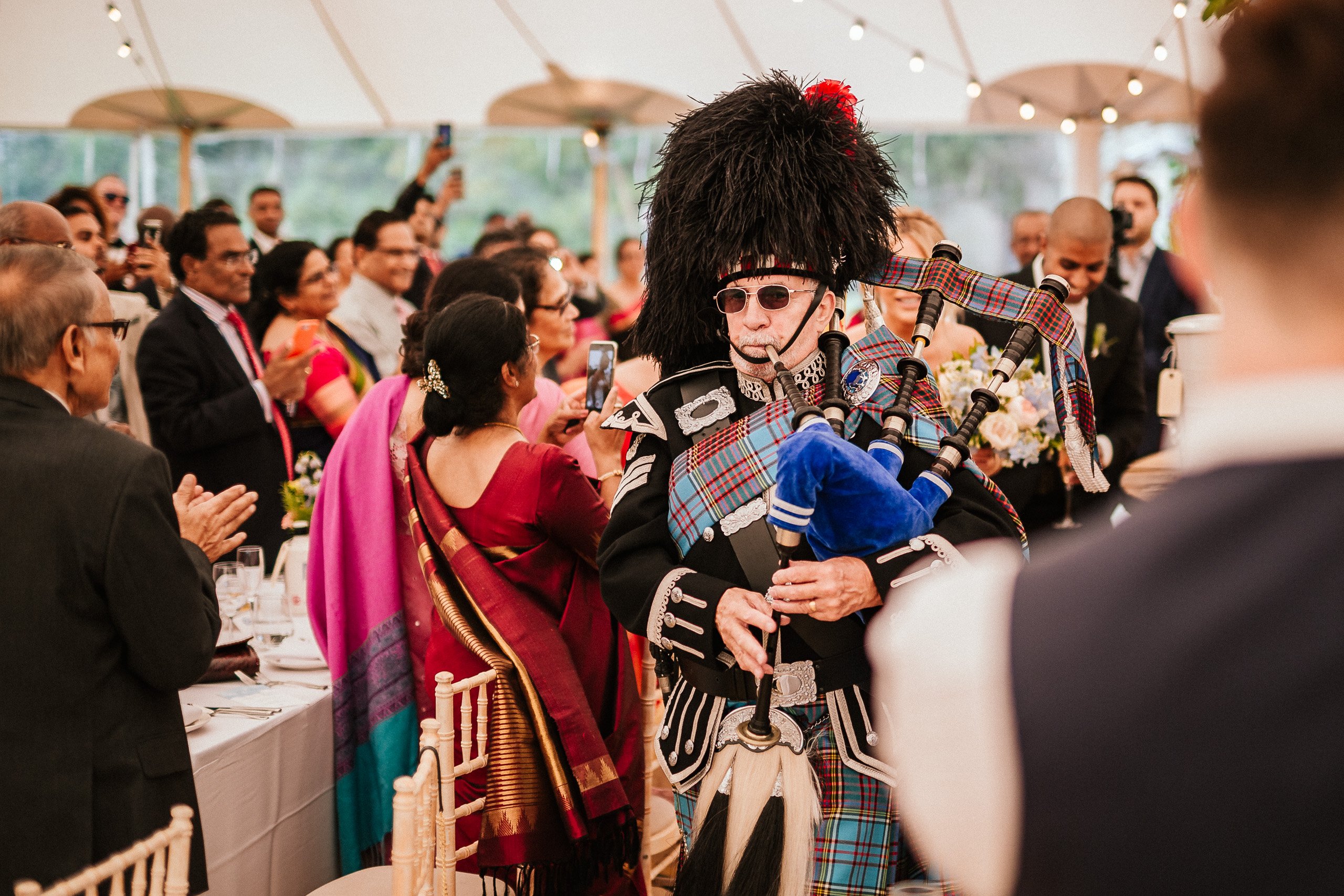 PapaKåta couple April & Martin's Sperry wedding at Arniston House, Scotland captured by Laurence Howe Photography- Bagpipe entrance PapaKåta couple April & Martin's Sperry wedding at Arniston House, Scotland captured by Laurence Howe Photography- Bagpipe entrance