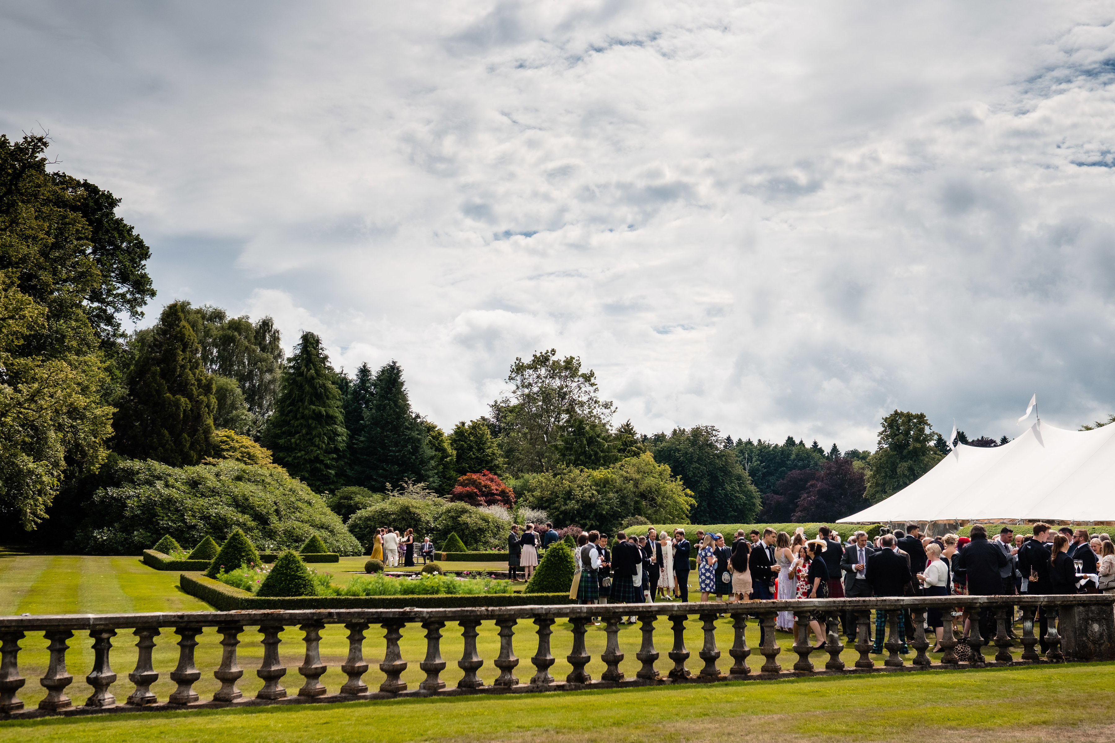 PapaKåta couple Lucy & Tom's Sperry Wedding at Gordon Castle Scotland captured by Helen Abraham Photography- Sperry Tent Exterior