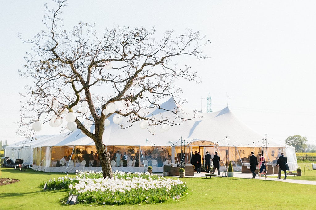 PapaKåta couple Georgina & Steve Sperry Tent Wedding in Barnby Dun, Doncaster captured by Melissa Beattie- Sperry Tent exterior 