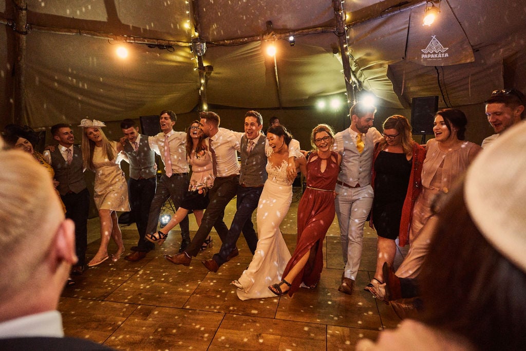 PapaKåta couple Lucy & Chris' Teepee Wedding in Terrington North Yorkshire captured by Chris Morse Photography- Dancing 