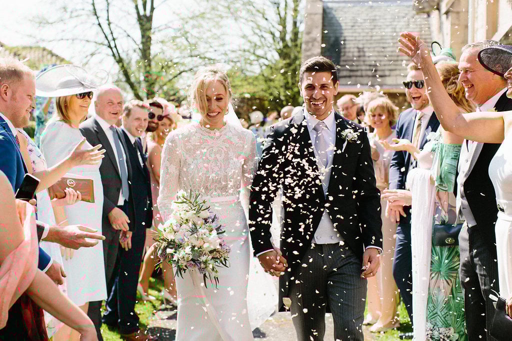 PapaKåta couple Georgina & Steve Sperry Tent Wedding in Barnby Dun, Doncaster captured by Melissa Beattie- Confetti throw