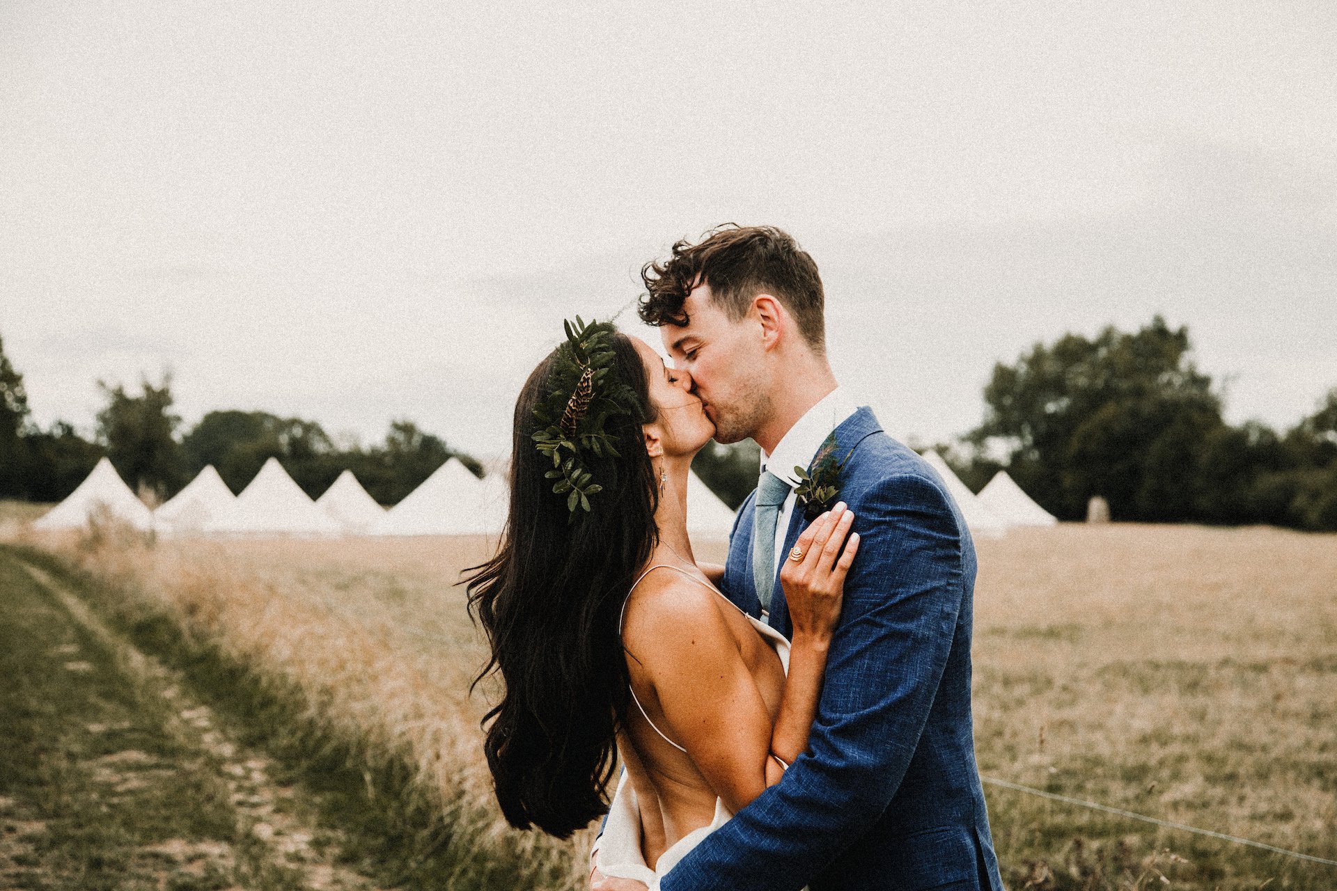 PapaKåta couple Hayley & Luke's Teepee Wedding in Ascott-Under-Wychwood, Oxon captured by Carla Blain Photography- Bridal Style, Bellows Glamping Tents