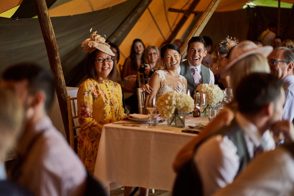 PapaKåta couple Lucy & Chris' Teepee Wedding in Terrington North Yorkshire captured by Chris Morse Photography- The bride & groom