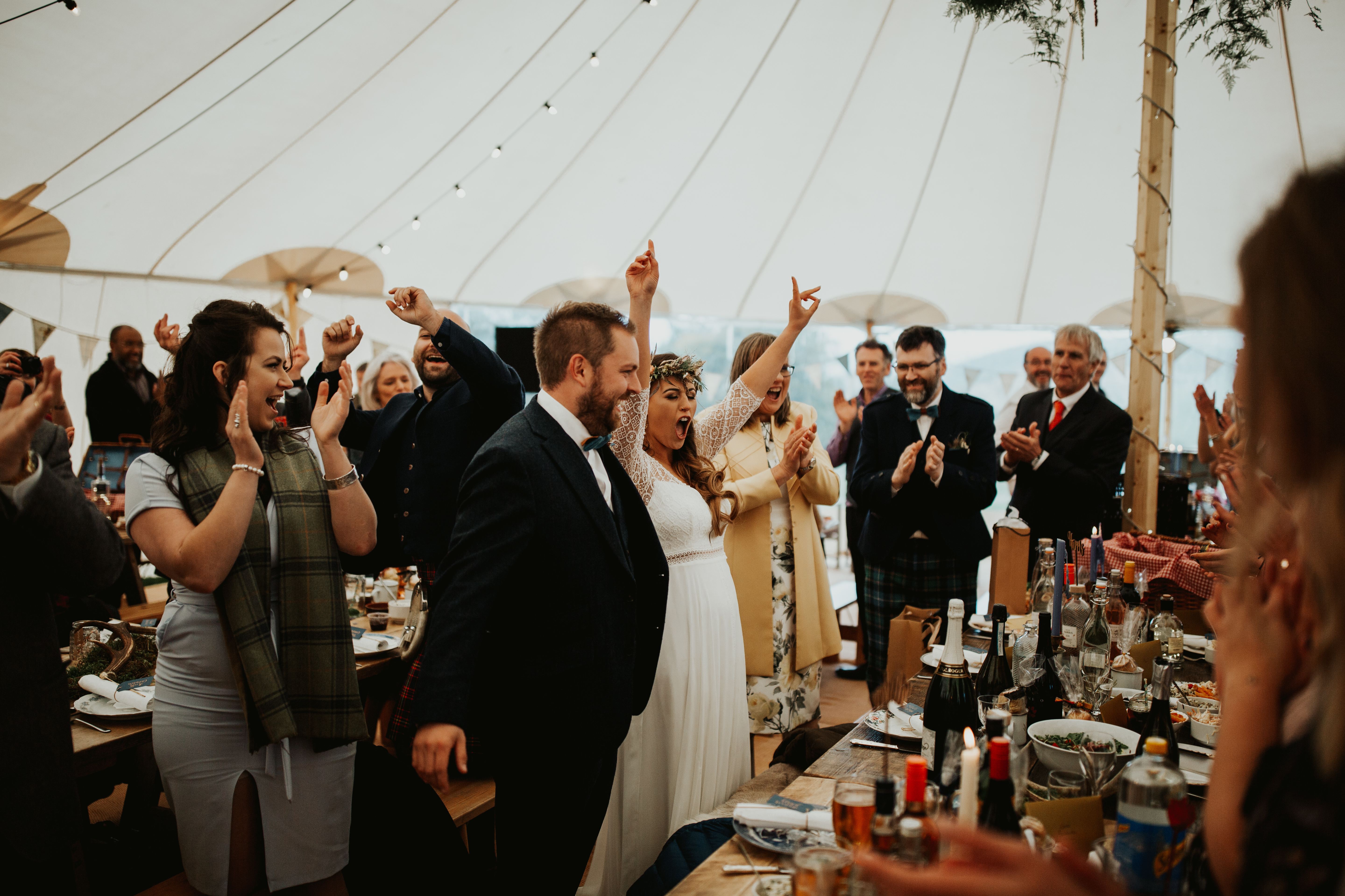 PapaKåta couple Eilidh & Lloyd's Sperry Wedding in Glenfarg, Perthshire captured by Colin Ross Photography- A toast to the couple PapaKåta couple Eilidh & Lloyd's Sperry Wedding in Glenfarg, Perthshire captured by Colin Ross Photography- A toast to the couple