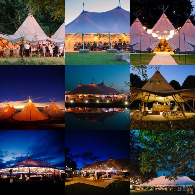 PapaKata Teepees and Sperry Tents at night