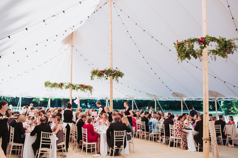 Emma & James' PapaKåta Sperry Tent wedding in Staveley, North Yorkshire captured by Fox Tail Photography: Floral Hoops & Sperry Tent Interior 