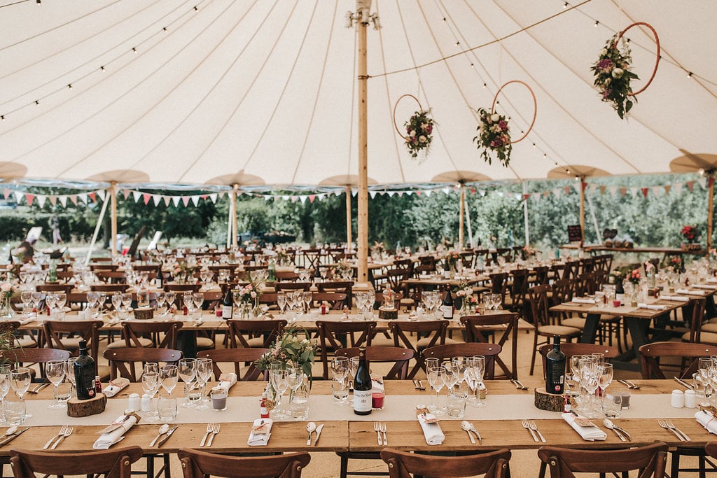 Katie & Thomas' PapaKåta Sperry Tent wedding in Thornborough, Bucks captured by Matt Horan Photography: Sperry Tent interior 