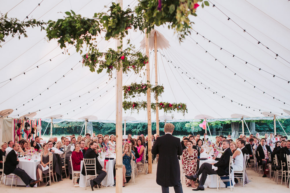 Emma & James' PapaKåta Sperry Tent wedding in Staveley, North Yorkshire captured by Fox Tail Photography: Floral Hoops 