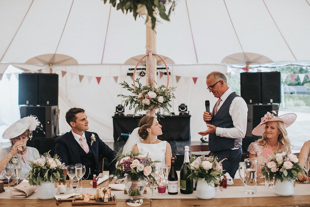 Katie & Thomas' PapaKåta Sperry Tent wedding in Thornborough, Bucks captured by Matt Horan Photography: Speeches 