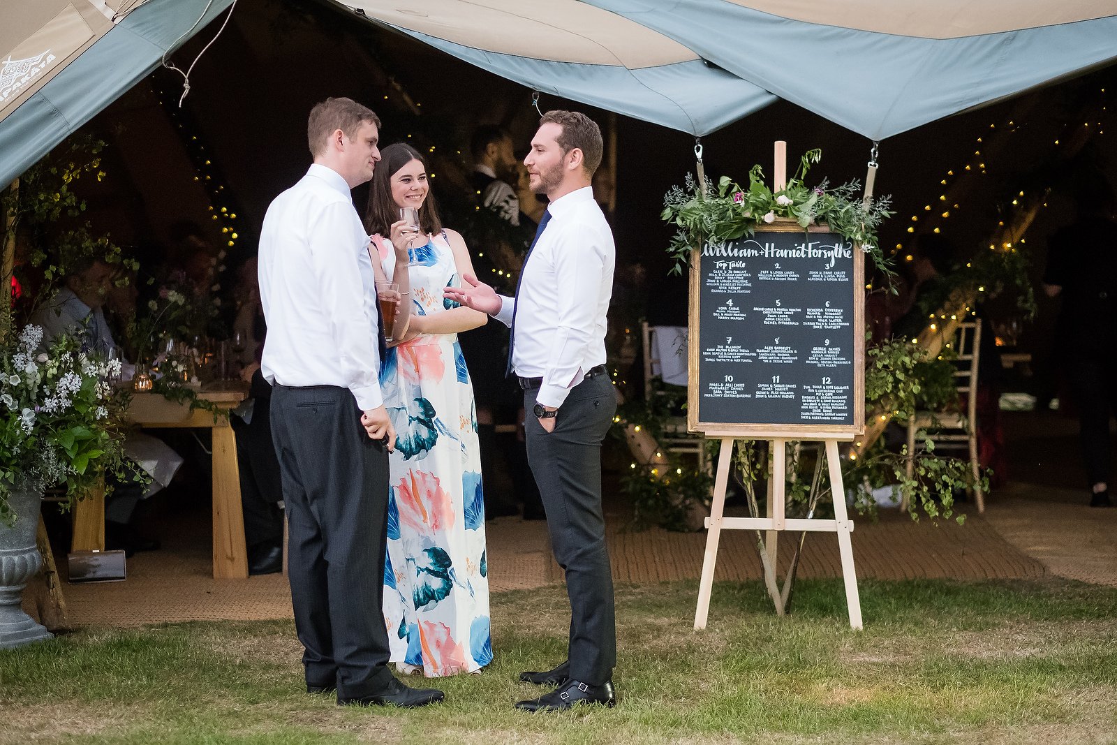 Harriet & William's PapaKåta Teepee Wedding at Gilmerton House captured by First Light Photography- Wedding Guest Styling 