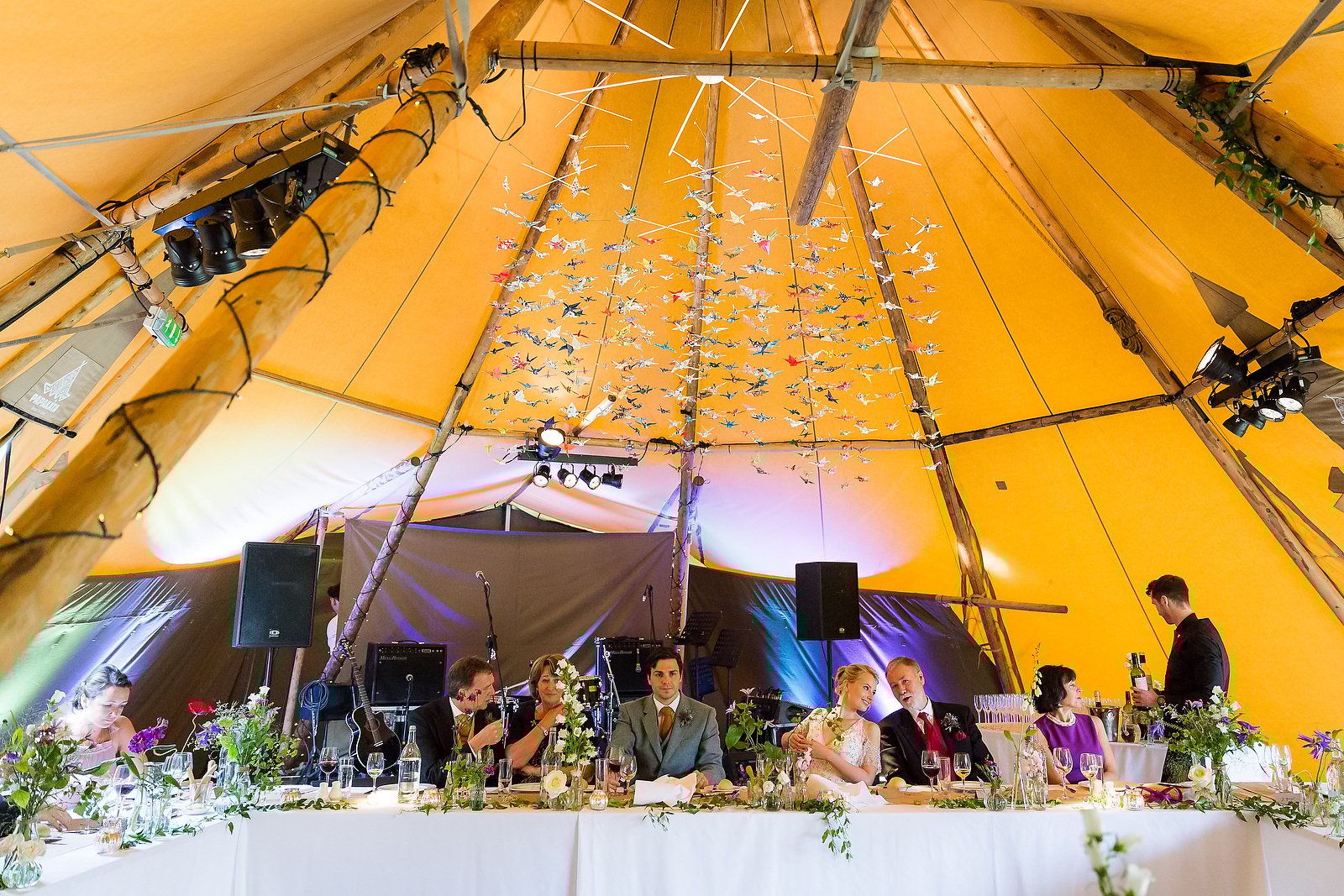 Harriet & William's PapaKåta Teepee Wedding at Gilmerton House captured by First Light Photography- Top Table Styling