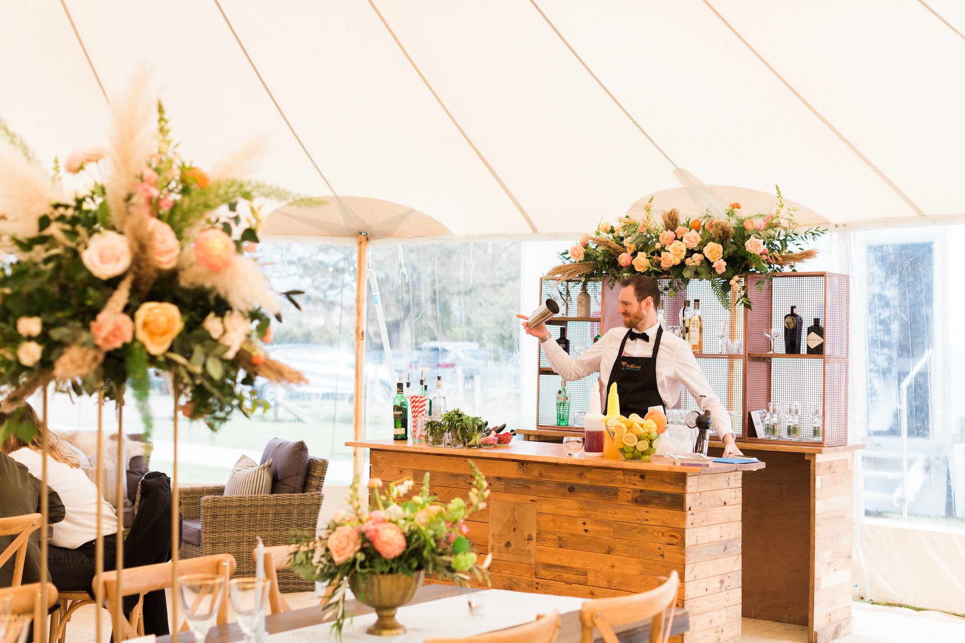 PapaKåta Spring Open Weekend Sperry Tent captured by Lucy Davenport Photography: Copper Crate Back Bar styled by Mix & Twist with Leafy Couture 