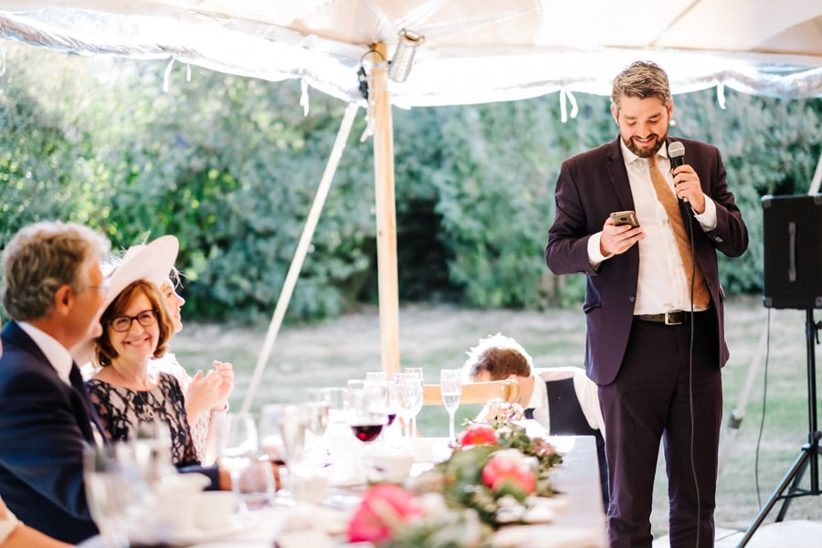 Natalie & Jack's PapaKåta Sperry Tent wedding at Lingholm Estate, Keswick, Lake District captured by Kristian Leven Photography: Wedding Speeches