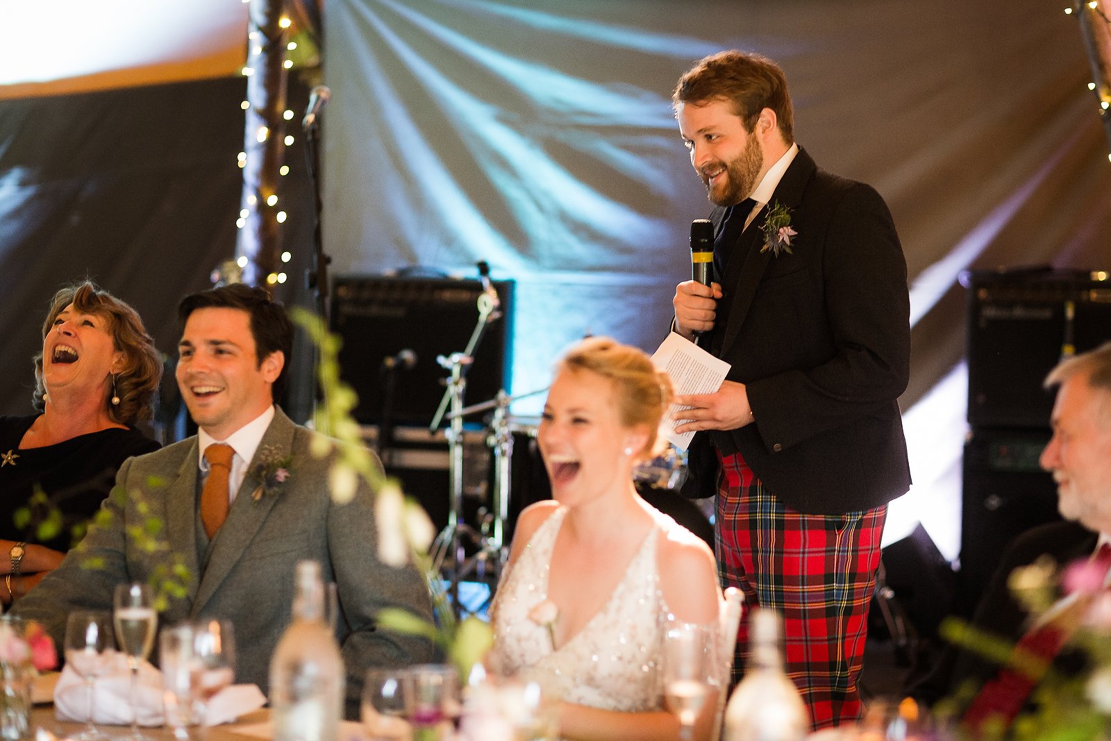 Harriet & William's PapaKåta Teepee Wedding at Gilmerton House captured by First Light Photography- Wedding Speeches