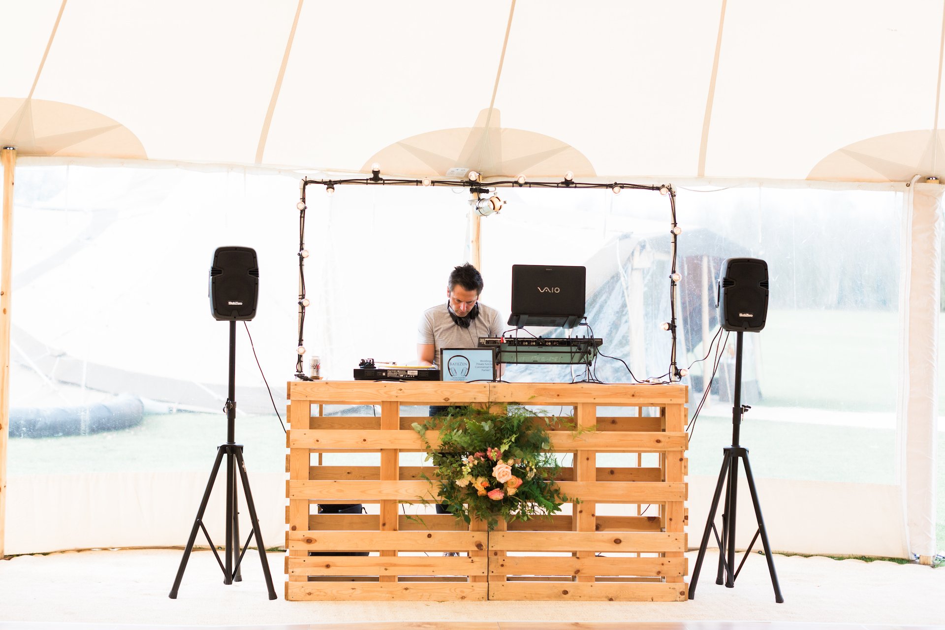 PapaKåta Spring Open Weekend Sperry Tent captured by Lucy Davenport Photography: Herb bar DJ Booth 