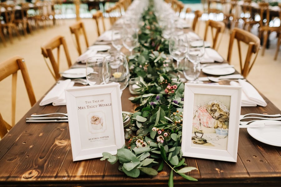 Natalie & Jack's PapaKåta Sperry Tent wedding at Lingholm Estate, Keswick, Lake District captured by Kristian Leven Photography:Table Florals by Lucy MacNicoll 
