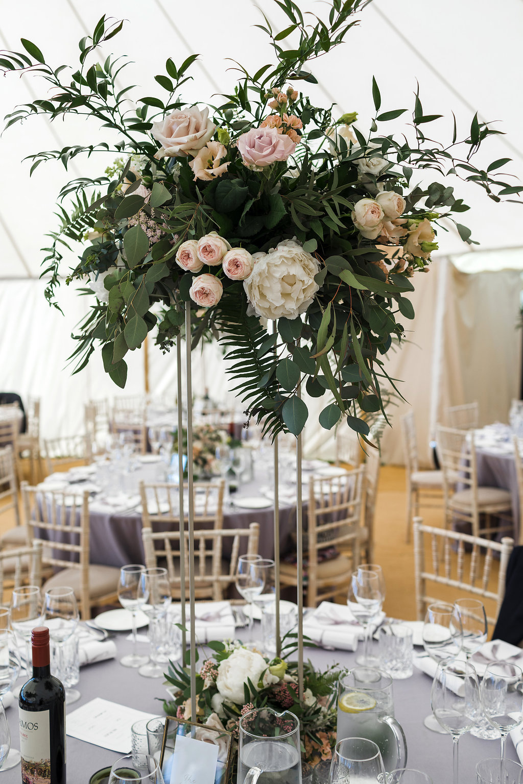 Rachel & Henry PapaKåta Sperry Tent Wedding, The Royal Crescent, Bath: Wedding Table Flowers