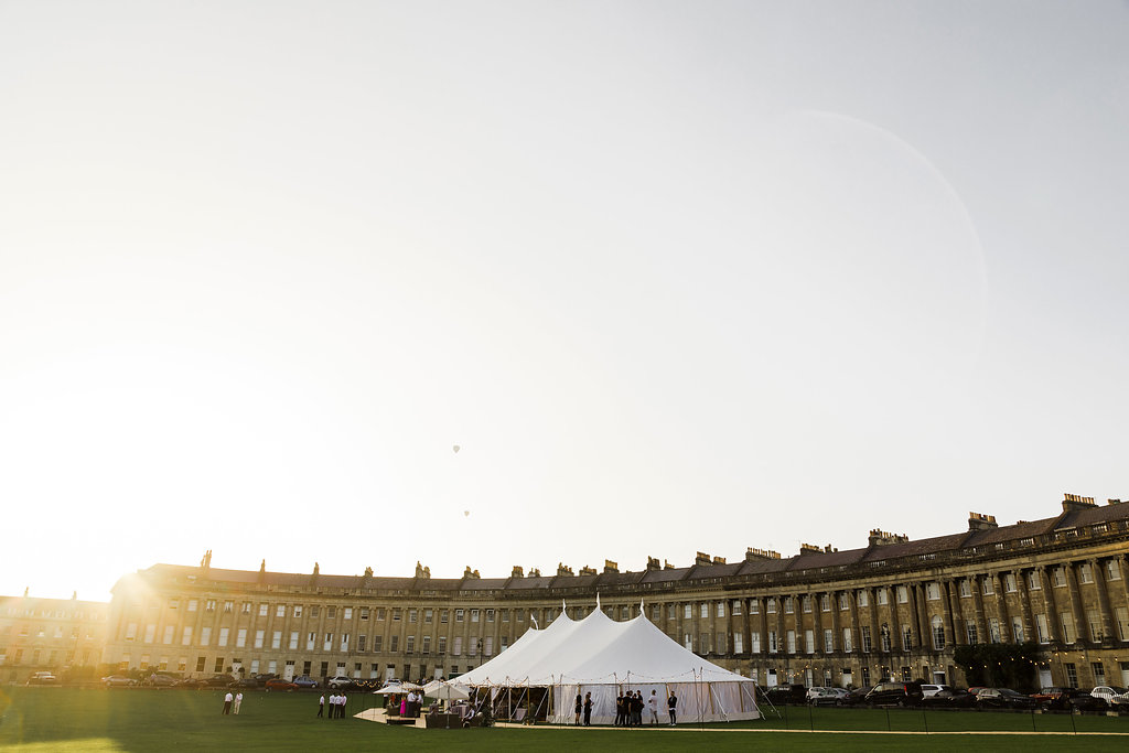 Rachel & Henry PapaKåta Sperry Tent Wedding, The Royal Crescent, Bath: Sperry Tent Exterior