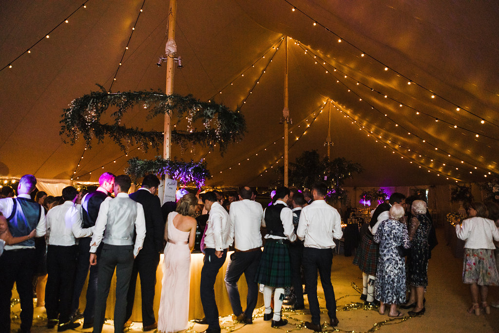 Rachel & Henry PapaKåta Sperry Tent Wedding, The Royal Crescent, Bath: Wedding Party Sperry Tent Interior