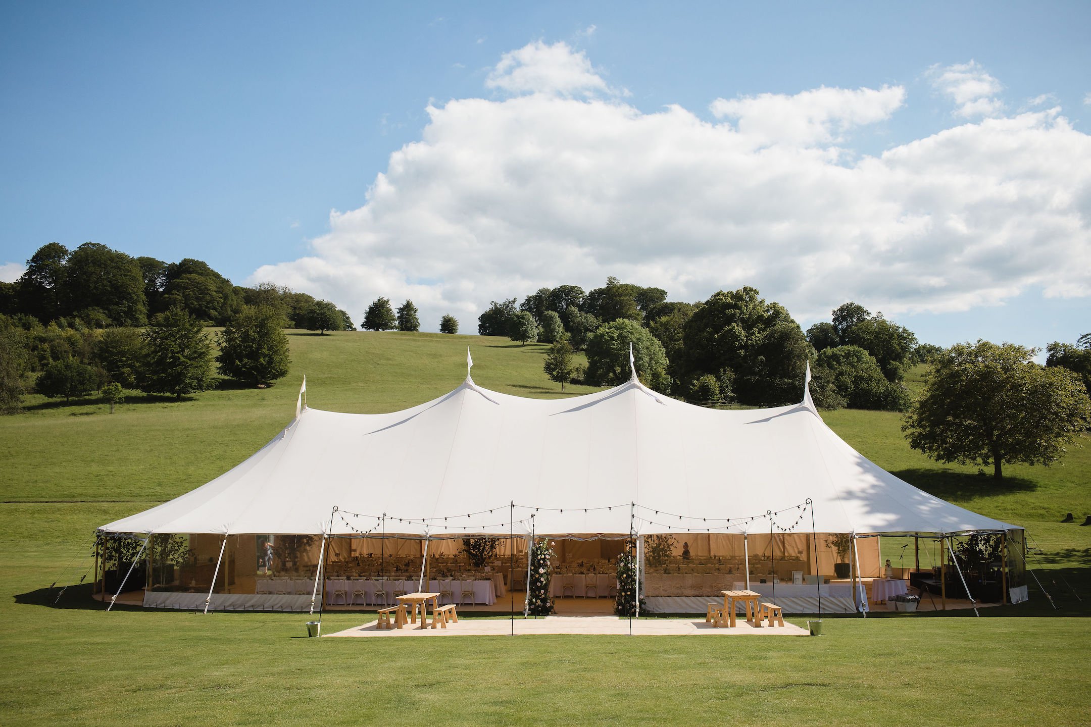 Frances & Ivo PapaKåta Sperry Tent Wedding at the Beautiful Stonor Park, Oxfordshire, Emma Hare Photography; Sperry Tent Exterior
