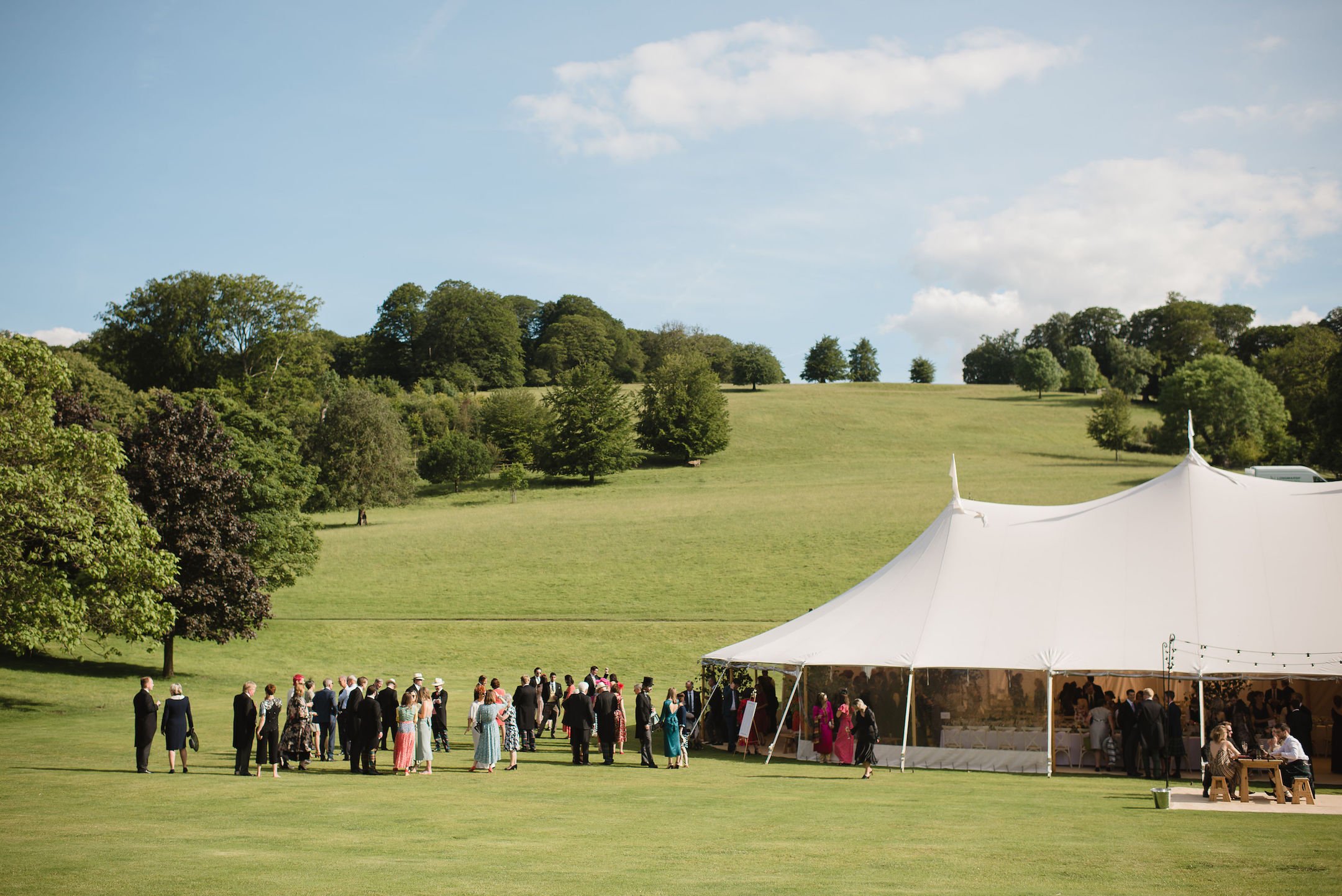 Frances & Ivo PapaKåta Sperry Tent Wedding at the Beautiful Stonor Park, Oxfordshire, Emma Hare Photography; Guests Entering The Sperry Tent