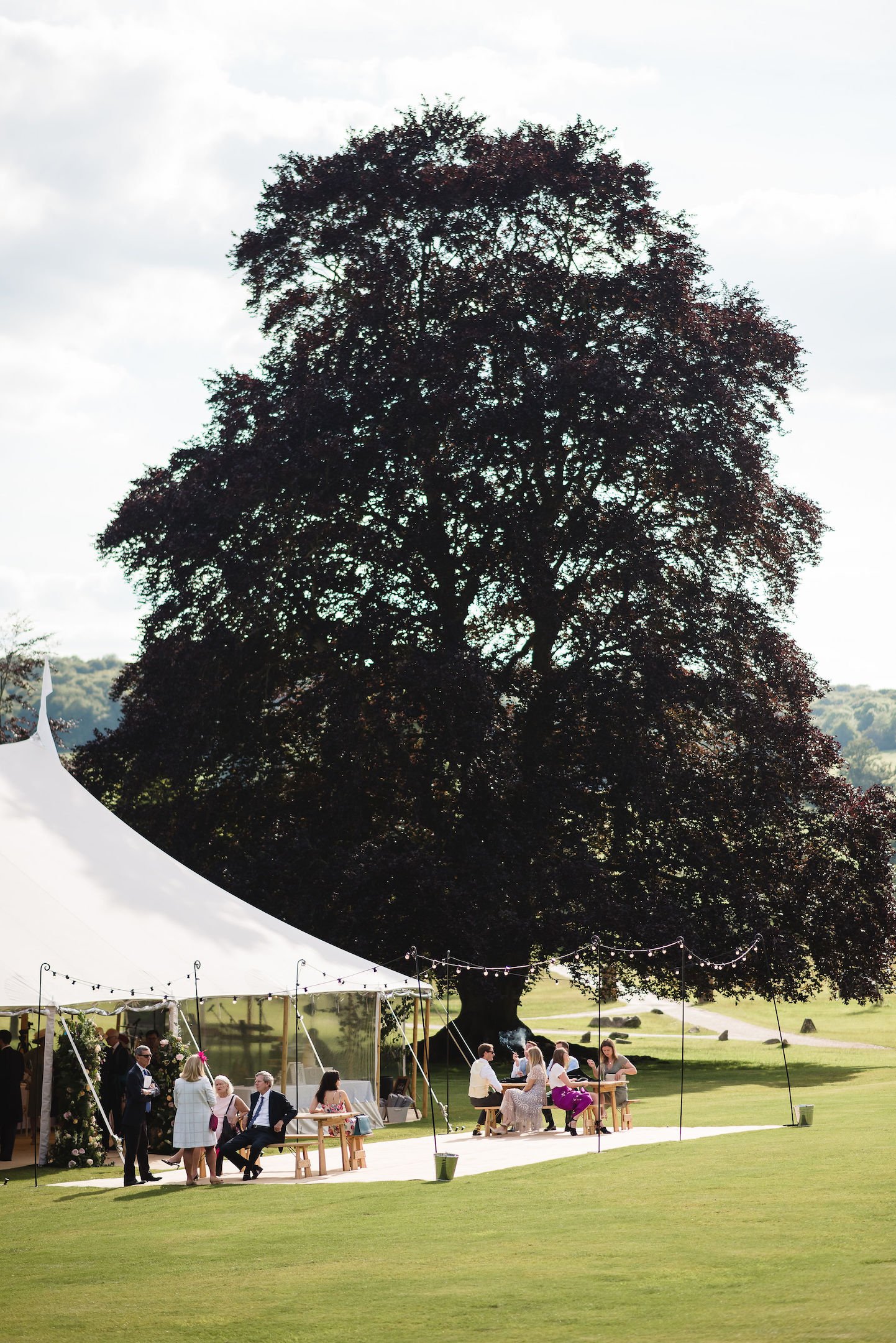 Frances & Ivo PapaKåta Sperry Tent Wedding at the Beautiful Stonor Park, Oxfordshire, Emma Hare Photography; Festoon Terrace