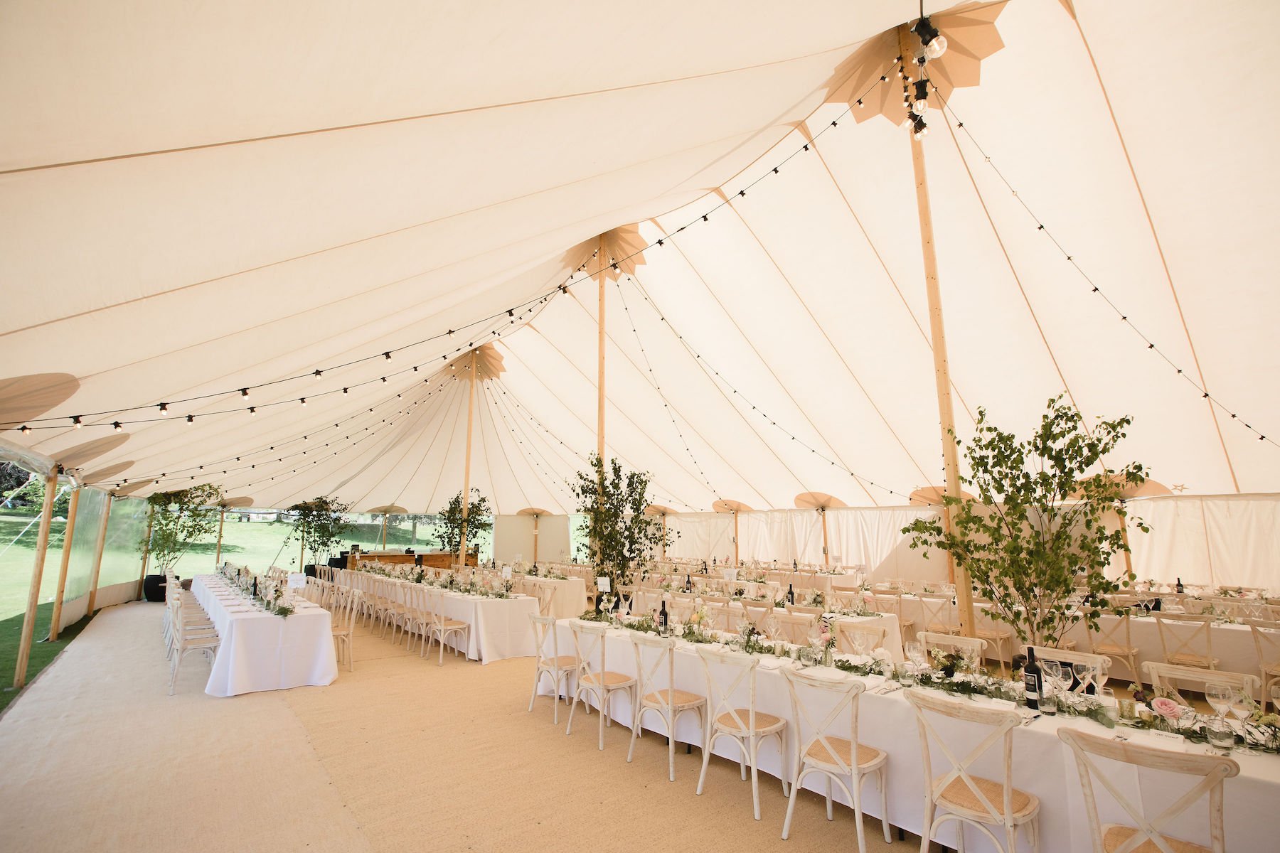 Frances & Ivo PapaKåta Sperry Tent Wedding at the Beautiful Stonor Park, Oxfordshire, Emma Hare Photography; Sperry Tent Interior