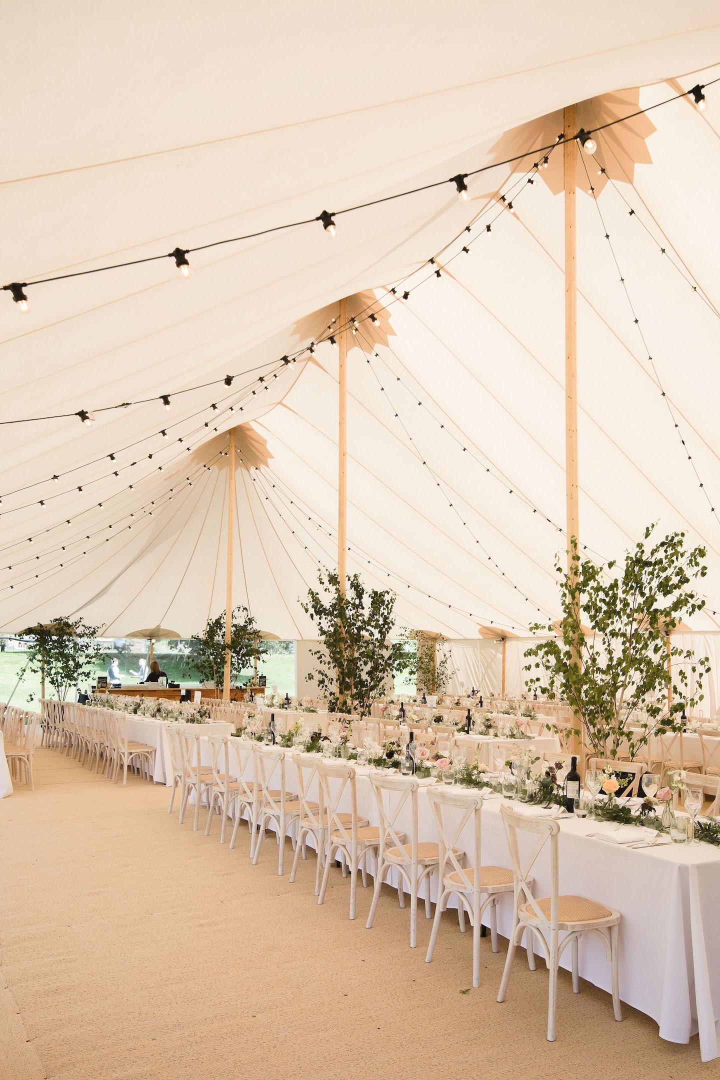Frances & Ivo PapaKåta Sperry Tent Wedding at the Beautiful Stonor Park, Oxfordshire, Emma Hare Photography; Festoon Lights