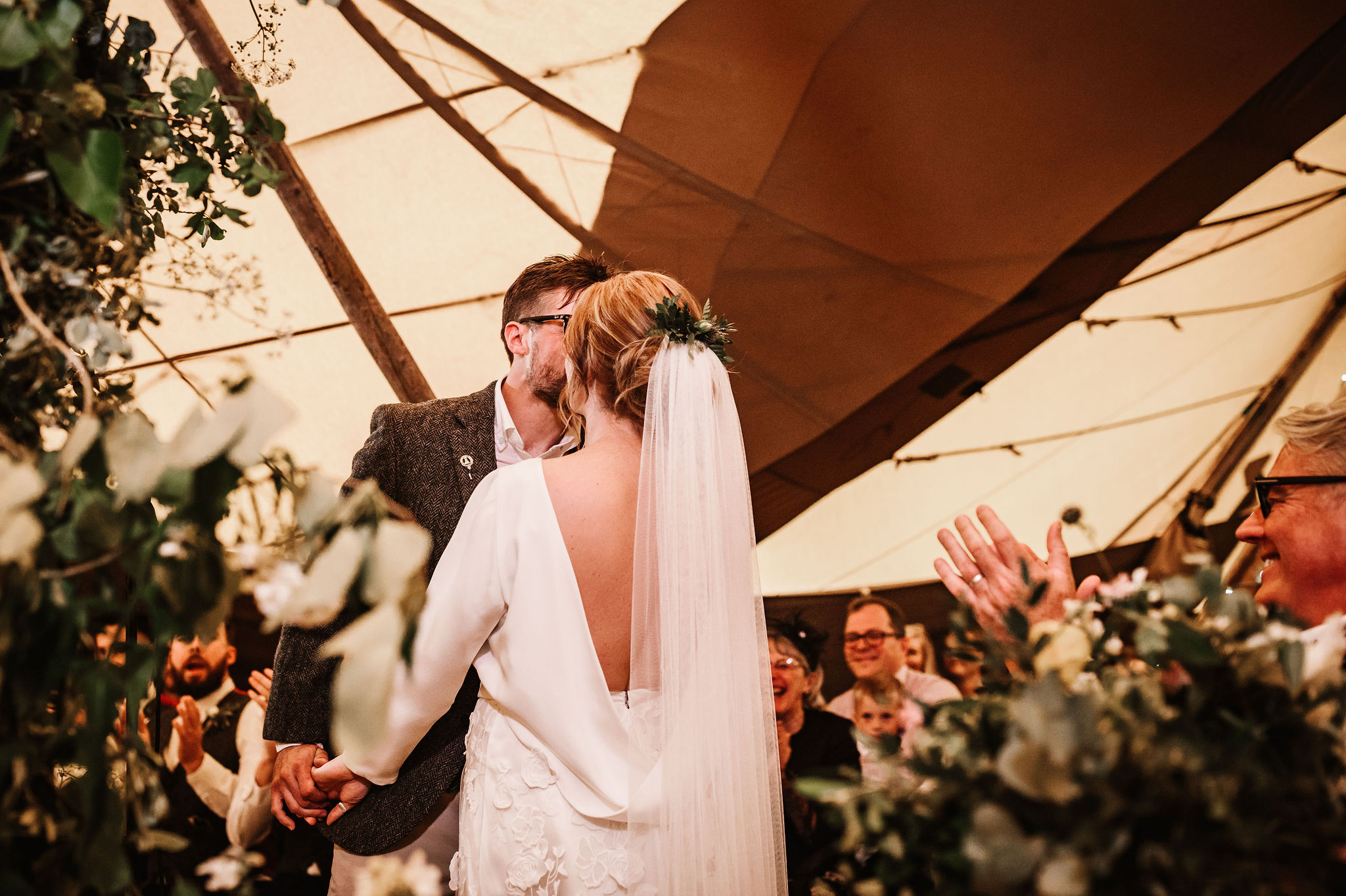 Katie & Jes PapaKata Tipi Wedding, Hidden River Cabins, Ally M Photography; Kiss The Bride