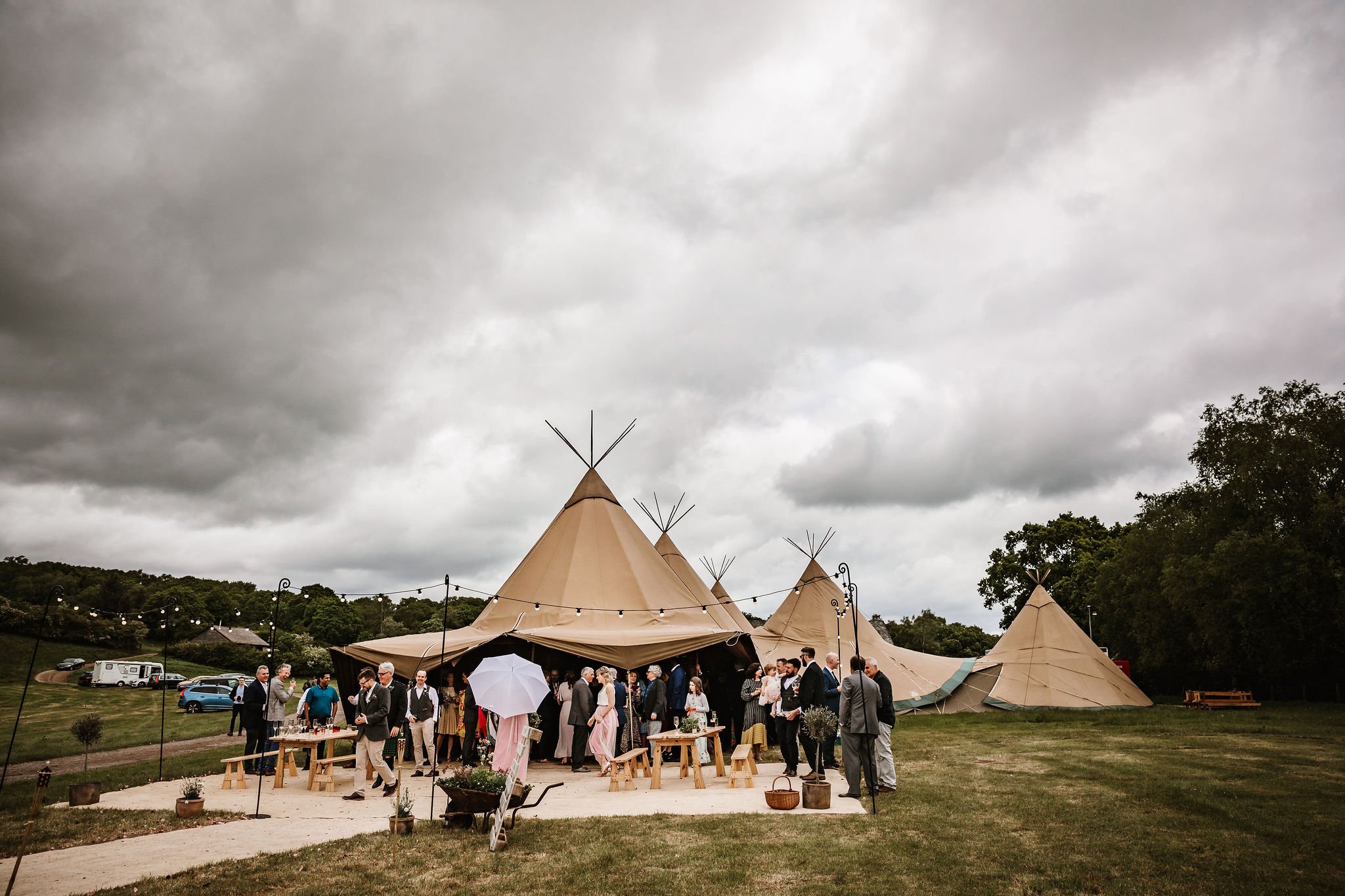 Katie & Jes PapaKata Tipi Wedding, Hidden River Cabins, Ally M Photography; Wedding Party In Tipi