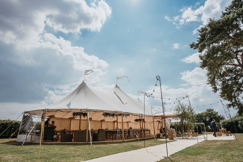 Anna & Luke PapaKåta Sperry Tent Wedding, Cambridgeshire, Matthew Wilkinson Photography; Sunny Sperry Tent Exterior
