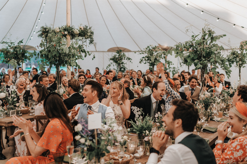 Harriett & Ed PapaKåta Sperry Tent Wedding in Wiltshire, Stories By Jules Photography; Happy Wedding Guests Harriett & Ed PapaKåta Sperry Tent Wedding in Wiltshire, Stories By Jules Photography; Happy Wedding Guests