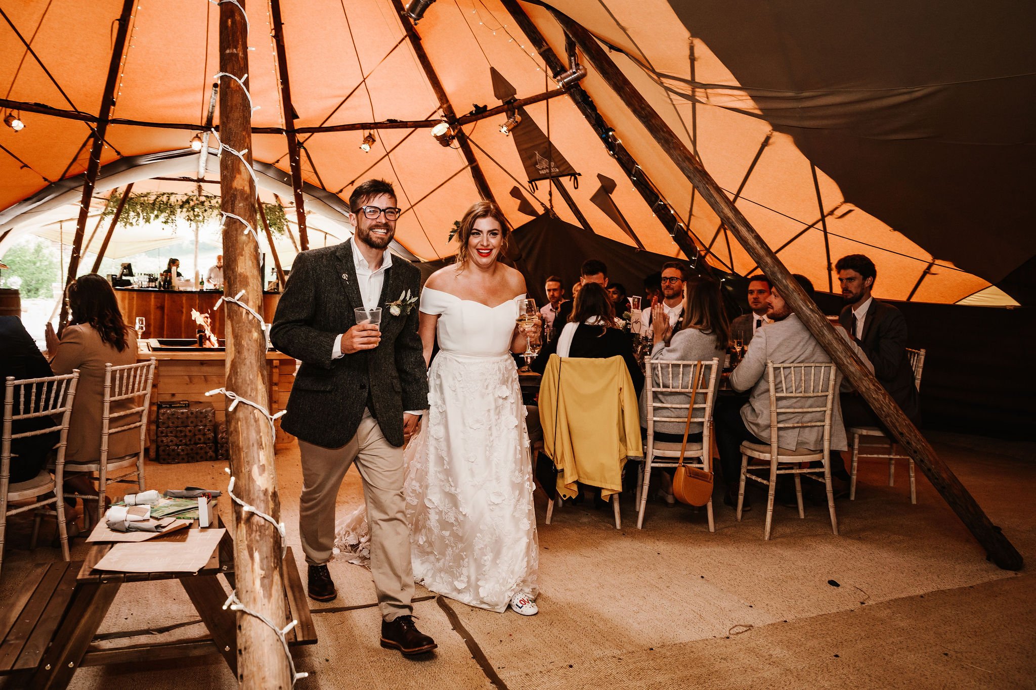 Katie & Jes PapaKata Tipi Wedding, Hidden River Cabins, Ally M Photography; To the New Mr & Mrs