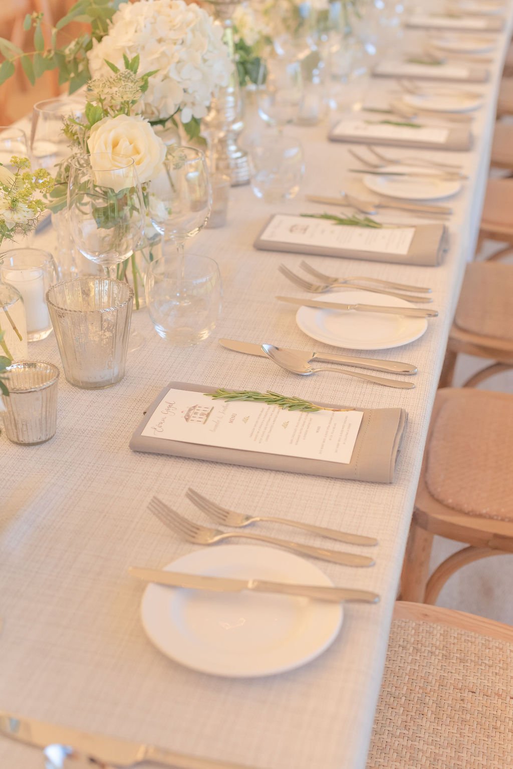 Amanda & Jono PapaKåta Sperry Tent Wedding, Rockley Manor, Flo Brooks Photography; Table Setting
