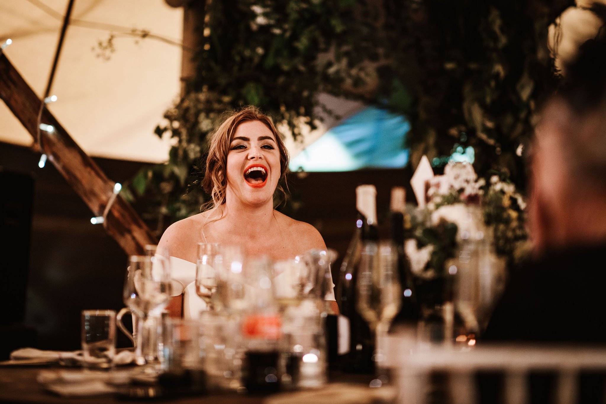 Katie & Jes PapaKata Tipi Wedding, Hidden River Cabins, Ally M Photography; Happy Bride