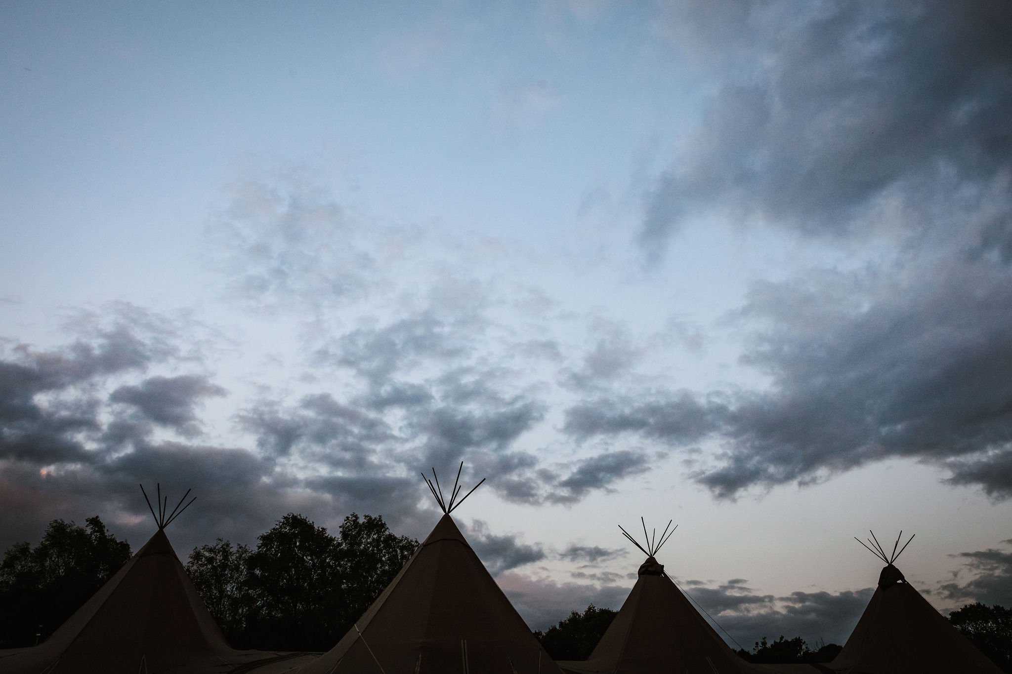 Katie & Jes PapaKata Tipi Wedding, Hidden River Cabins, Ally M Photography; Night TIme Tipi Exterior