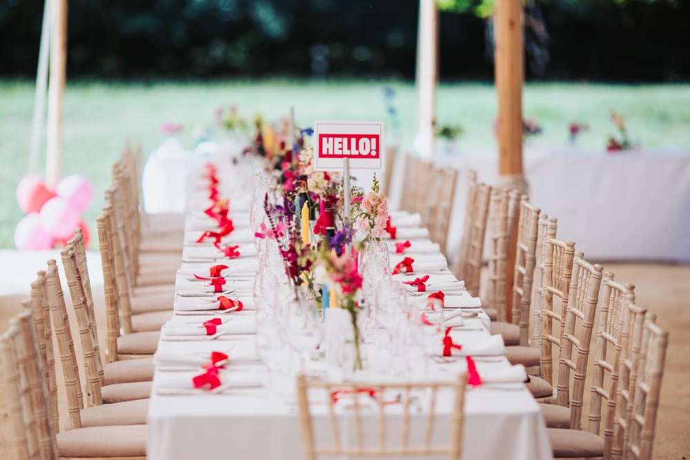 Emma & James PapaKåta Sperry Tent wedding in Staveley, North Yorkshire captured by Fox Tail Photography; Table Decorations