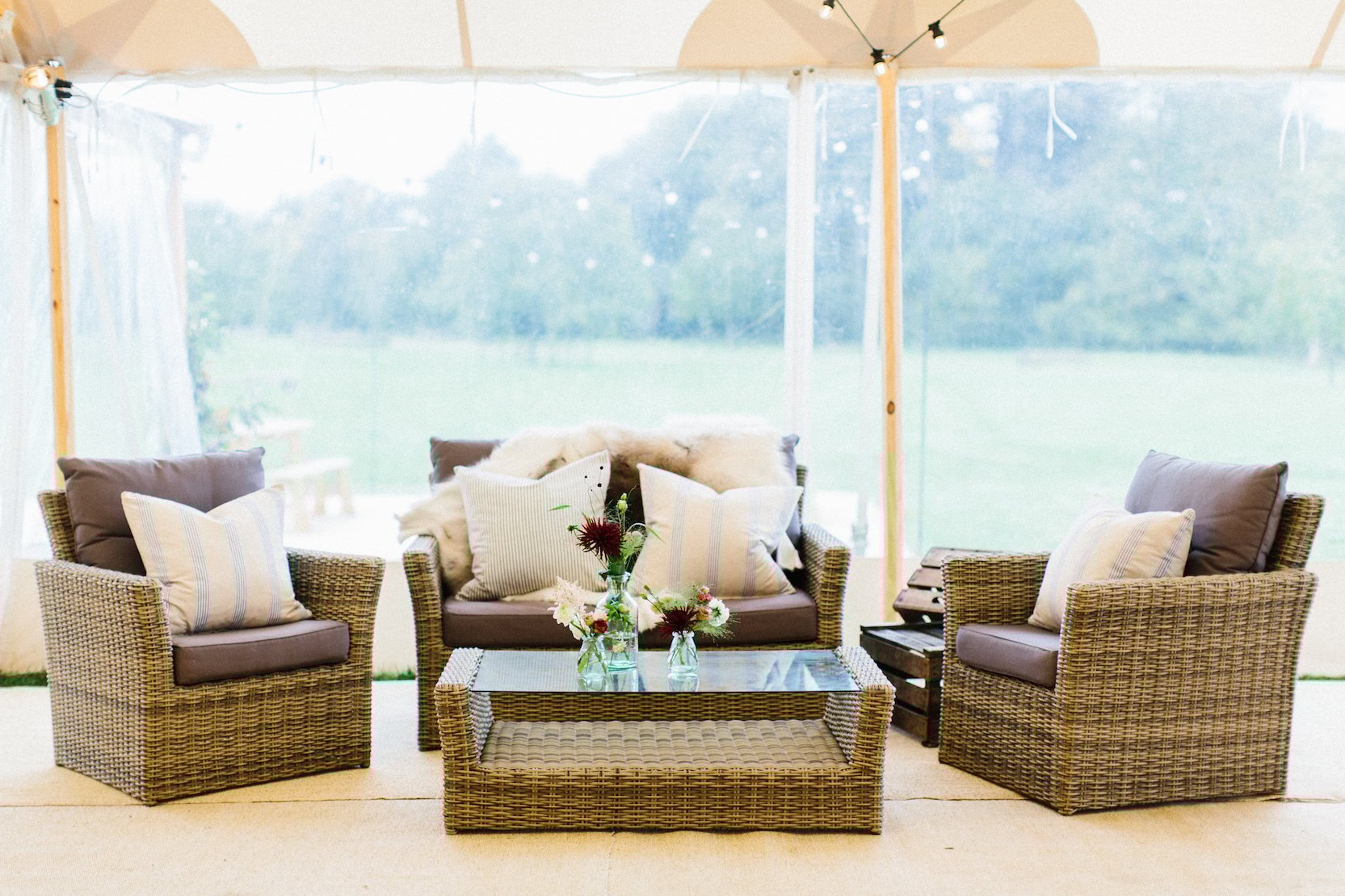 PapaKata Sperry Tent with Rattan Sofa Set