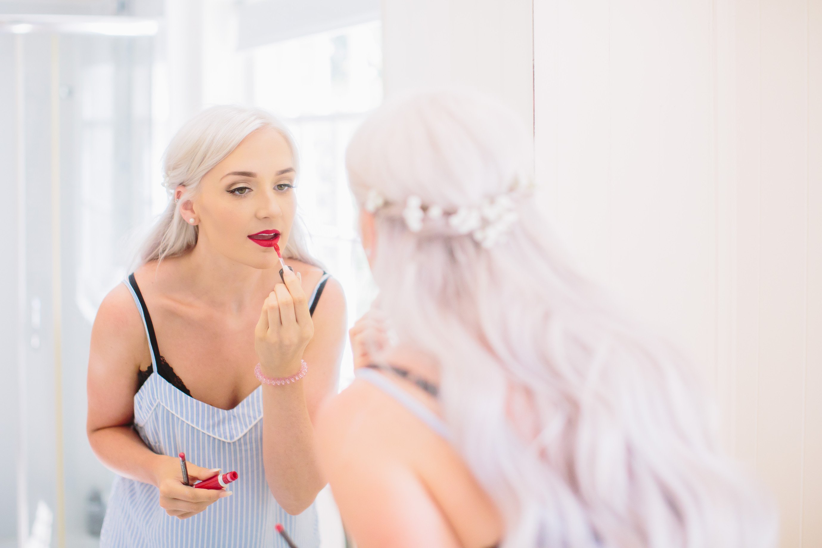 Sarah & Greg PapaKåta Sperry Tent Wedding at Saltmarshe Hall in Howden, Yorkshire. Photographed by Barnaby Aldrick; Bride Getting Ready