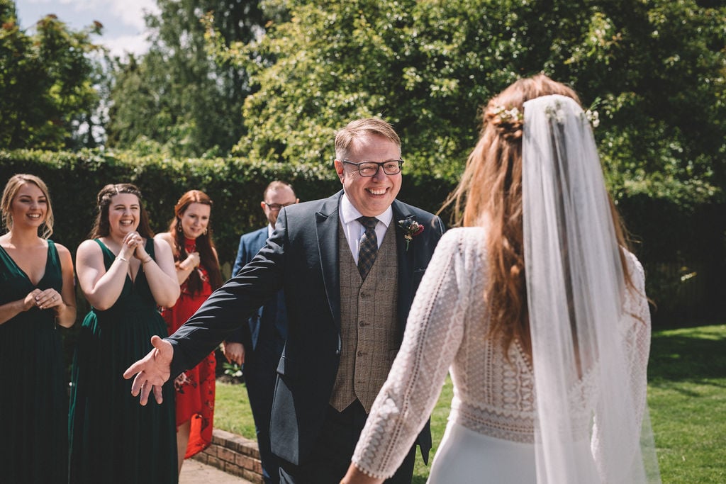 Charlotte & Joe PapaKåta Tipi Tent Wedding, North Yorkshire, Lumiere Photography; Father of The Bride First Look