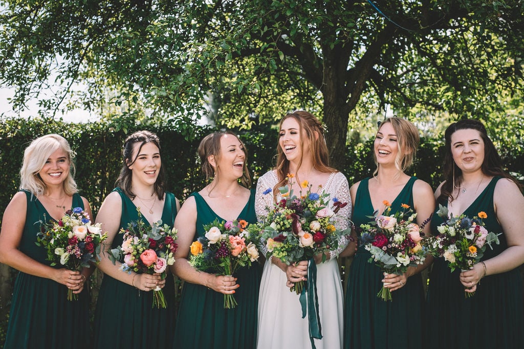 Charlotte & Joe PapaKåta Tipi Tent Wedding, North Yorkshire, Lumiere Photography; Bridesmaids