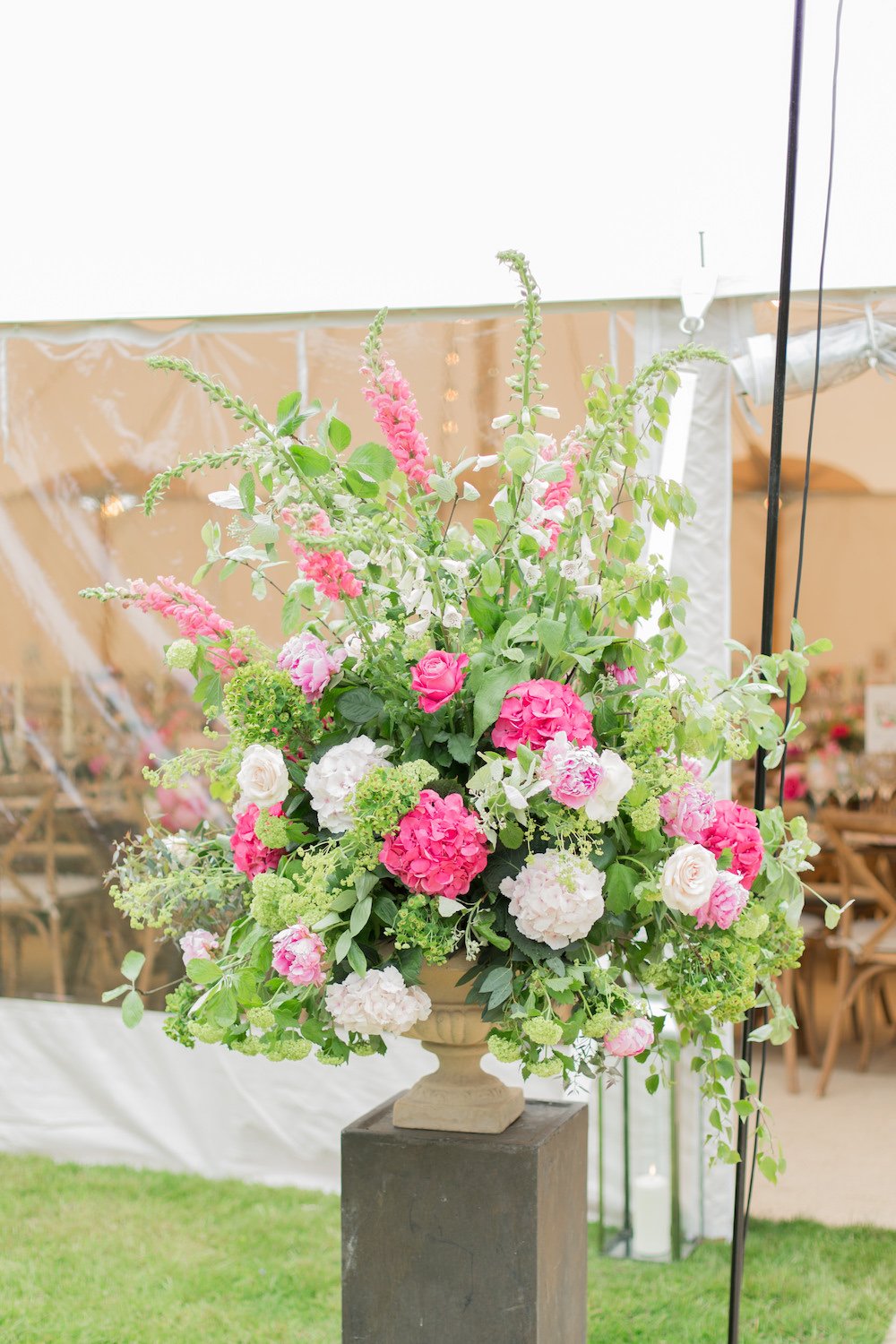 Hannah & Tom Stunning PapaKåta Sperry Tent Wedding in West Horsley, Surrey. Captured Beautifully by Helen Warner Photography; Gorgeous Flowers Outside Sperry Tent