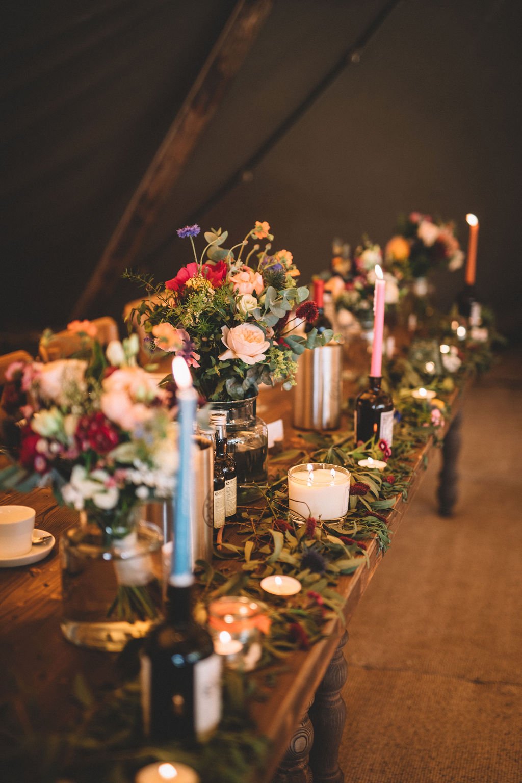 Charlotte & Joe PapaKåta Tipi Tent Wedding, North Yorkshire, Lumiere Photography; Table Setting