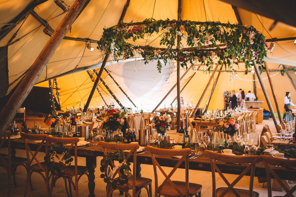 Charlotte & Joe PapaKåta Tipi Tent Wedding, North Yorkshire, Lumiere Photography; Wedding Interior Inspiration