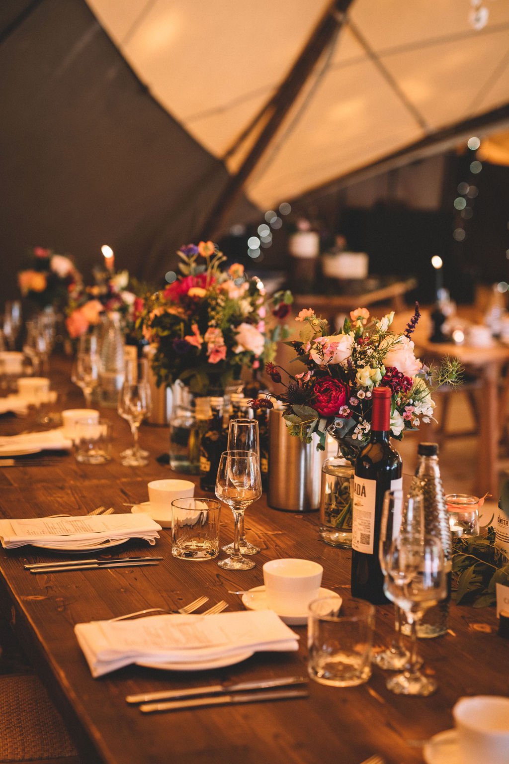 Charlotte & Joe PapaKåta Tipi Tent Wedding, North Yorkshire, Lumiere Photography; Place Setting Decoration