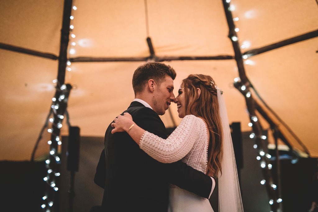 Charlotte & Joe PapaKåta Tipi Tent Wedding, North Yorkshire, Lumiere Photography; First Dance