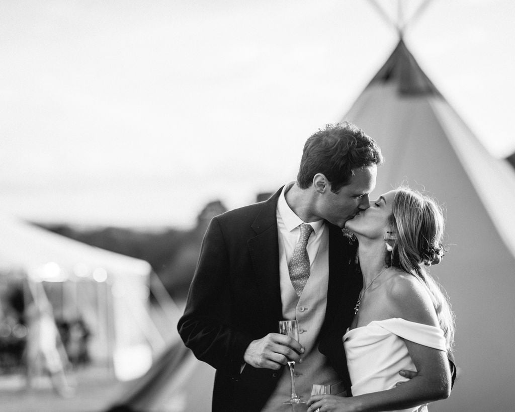 Lottie & Lanto's stunning PapaKåta Tipi & Sperry Tent Wedding in Shipley, West Sussex. Photography by Ben Wigglesworth; Celebrations